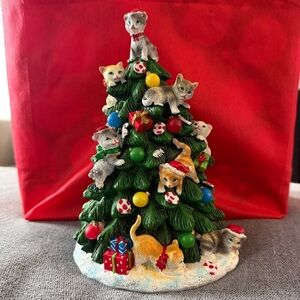 Cat Lighted Tabletop Tree